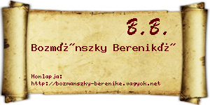 Bozmánszky Bereniké névjegykártya